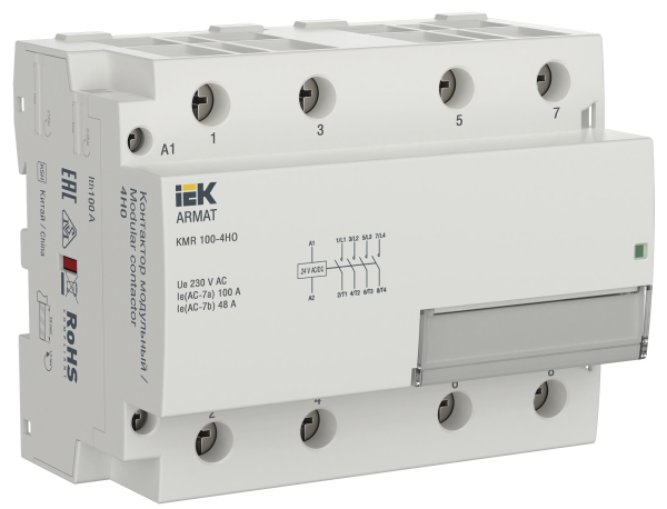 Контактор модульный KMR 100А 24В AC/DC 4НО ARMAT IEK