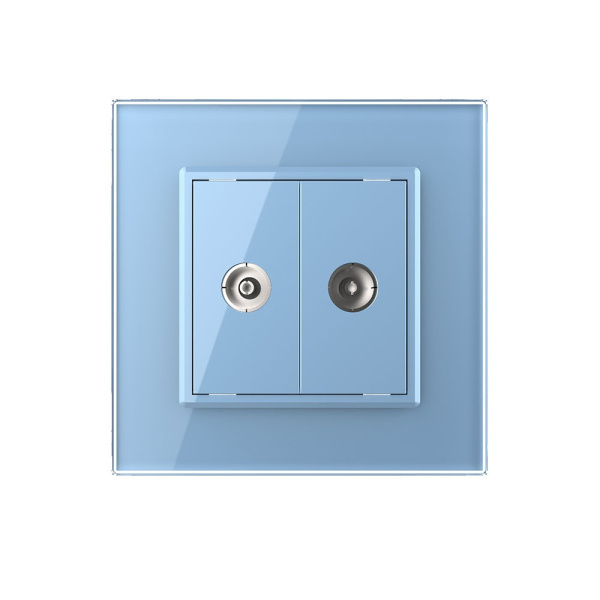 Розетка ТВ двойная Синяя Livolo Розетка ТВ двойная Синяя Livolo