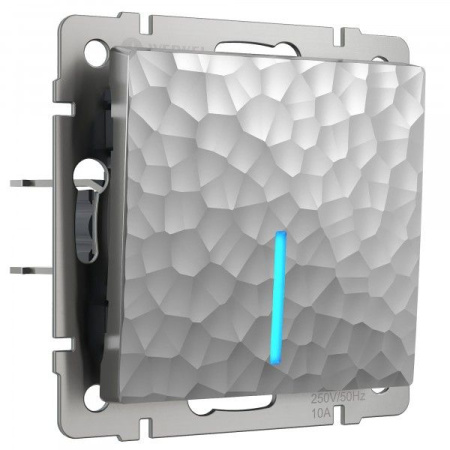 Hammer Механизм выключателя СУ 1 кл. с подсветкой 10А серебряный IP20 Werkel