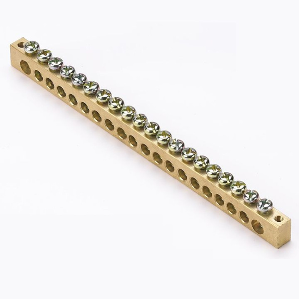 Шина PEN "ноль-земля" (8х12мм) 20 отверстий латунь крепеж по краям PROxima EKF