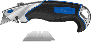 Профессионал Эксперт А24, универсальный нож с автостопом и быстрой заменой лезвий, трап. лезвия А24 ЗУБР