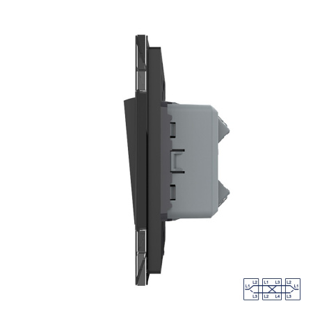 Одноклавишный перекрестный механический выключатель 1 пост, цвет черный Livolo