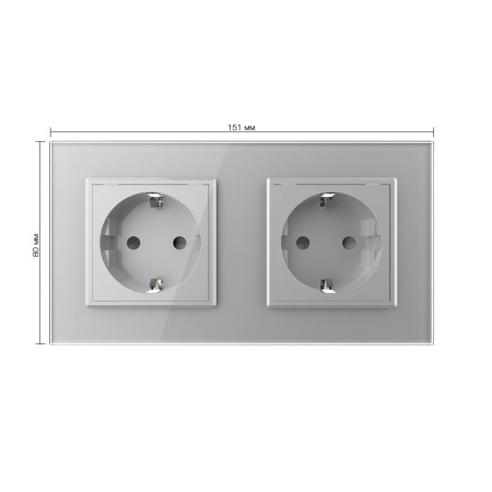 Розетка 2 модуля Серая Livolo
