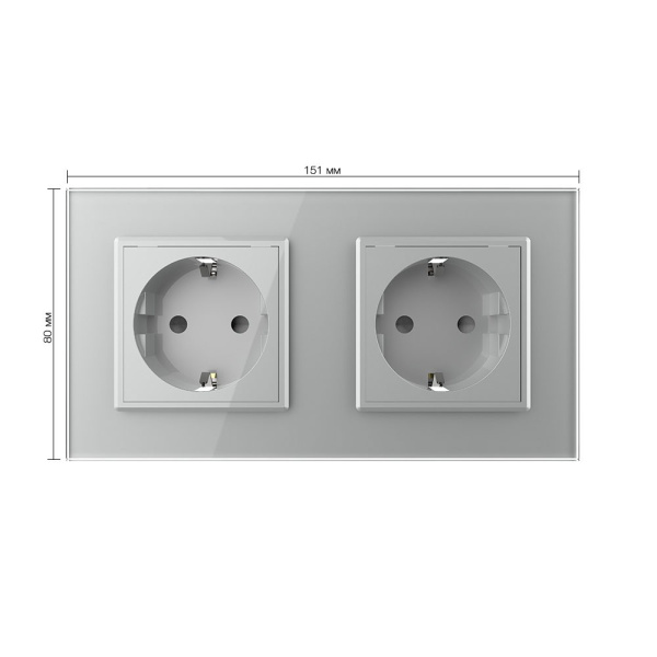Розетка 2 модуля Серая Livolo Розетка 2 модуля Серая Livolo