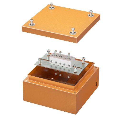 Коробка стальная FS с гладкими стенками и клеммниками, IP66, 150х150х80 мм, 5р, 450V, 20A, 10 мм2 DKC