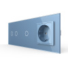 Сенсорный выключатель комб. на 3 линии 1 розетка 3 модуля Синий B Livolo