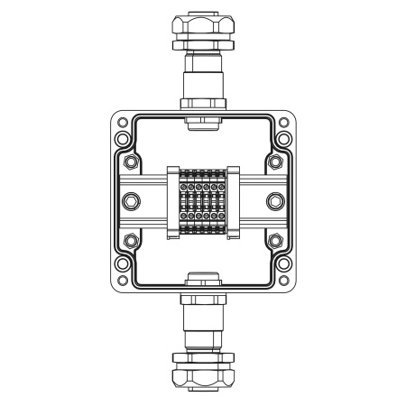 Взрывозащ. клемм. коробка из полиэстера TBE-P-03-(6xCBC.2)-1xKAEPM2MHK-20(A)(C)1Ex e IIC Т5 Gb / Ex tb IIIC T95°C Db IP66 / КЗ DKC