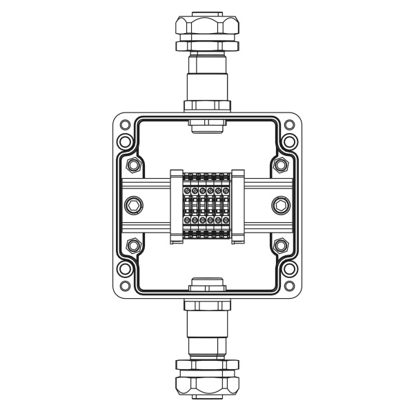 Взрывозащ. клемм. коробка из полиэстера TBE-P-03-(6xCBC.2)-1xKAEPM2MHK-20(A)(C)1Ex e IIC Т5 Gb / Ex tb IIIC T95°C Db IP66 / КЗ DKC