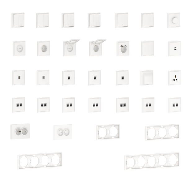 Donel S08 матовый белый накладка для розетки Schuko с зарядным устройством USB A+C, со шторками 16A 250 В~,серия DB