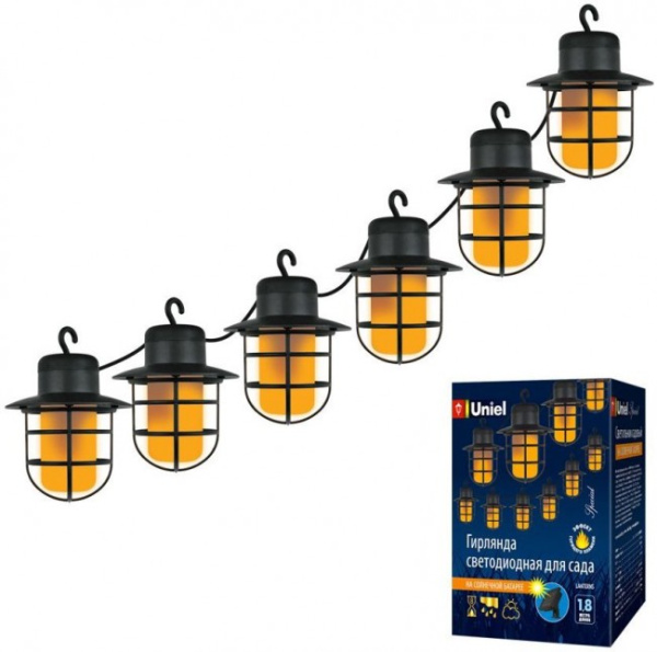 Гирлянда садовая на солн.батарее Фонарики 72LED 1,8м/кабель 2м, эффект плам USL-S-121/PT2500 Uniel