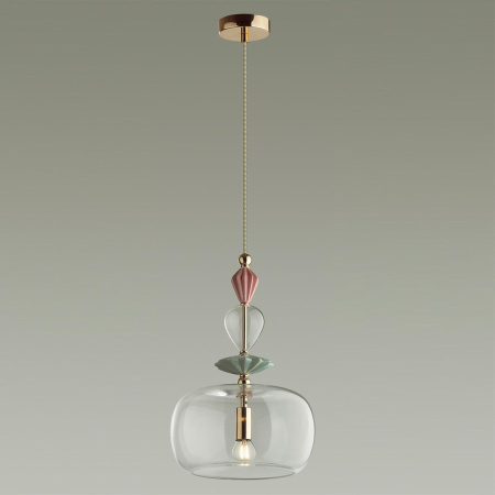 Подвес E14 1*40W BIZET золото/разноцветн./керамика/стекло ODEON LIGHT