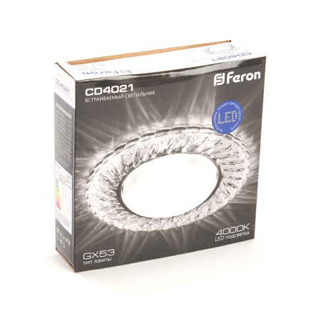 Светильник встр. с белой LED подсветкой Feron CD4021 потолочный GX53 без лампы прозрачный