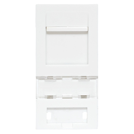 Вставка розеточная TERACOM PRO 45x22,5мм формат Mosaic на 1 модуль Keystone со шторкой и маркером белая EKF