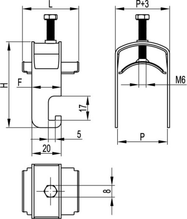 Держатель кабельный для крепления к профилю, д. 20-26 DKC