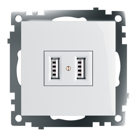 Розетка USB 2-местная (механизм), STEKKER GLS10-7115-01, 250B, 2,1А, серия Катрин, белый Розетка USB 2-местная (механизм), STEKKER GLS10-7115-01, 250B, 2,1А, серия Катрин, белый