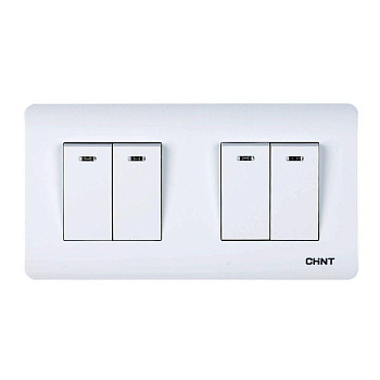 Выключатель 4-клавишный с LED-подсветкой 10А 250В CHINT