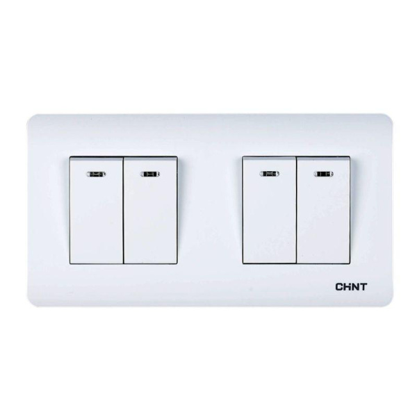 Выключатель 4-клавишный с LED-подсветкой 10А 250В CHINT