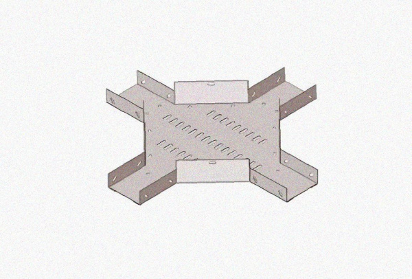 Лоток крестообразный замковый глухой КМЗГ 200х100 УТ1,5, горячее цинкование, S0,8