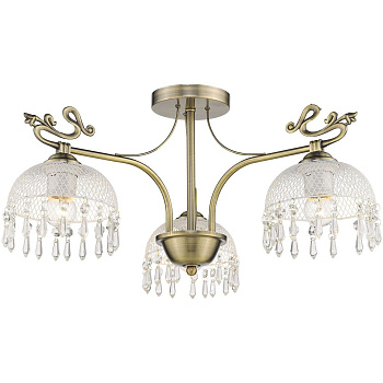 Люстра потолочная Бронзовый/Белый, Прозрачный E27 3*60Вт 733-507-03 VELANTE