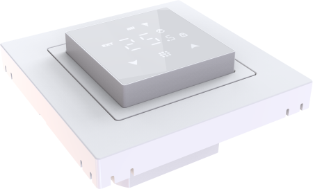 Donel Термостат с датчиком пола, программируемый, 16 A, 45*45 мм., белое стекло, серия DTEF