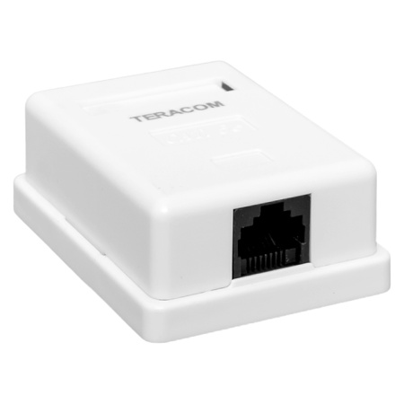 Розетка настенная TERACOM Cat,5E неэкранированная 1 порт RJ-45 Dual IDC белая EKF