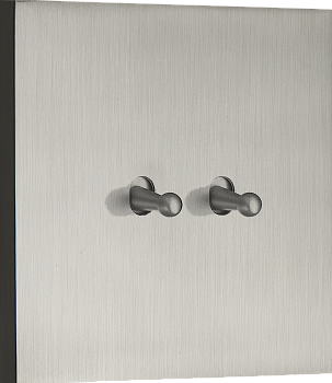 Donel N96 Переключатель на 2 тумблера, Каплевидный, 10AX 250V, Вороненая сталь, серия DT