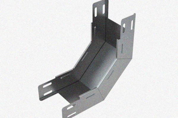 Лоток замковый глухой КПЗГ 200х65-90 УХЛ1 для поворота трассы вверх на 90, оцинкованный лист, S1,5