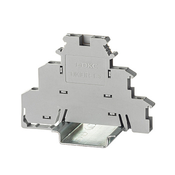 Клемма трехуровневая, винтовой зажим, 6 точек подключения, 2.5 кв.мм, серая DKC