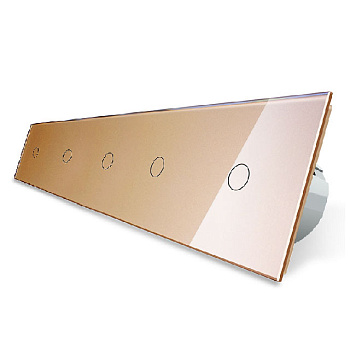 Сенсорный выключатель 5 клавиш (1-1-1-1-1), 5 постов Золотой Livolo