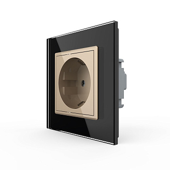 Розетка Livolo 1 пост Золотая с черной рамкой VL-C7C1EU-13/12