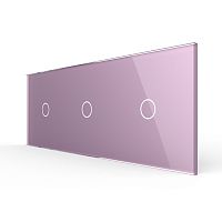 Панель для трех сенсорных выключателей, 3 клавиши (1+1+1), цвет розовый, стекло Livolo