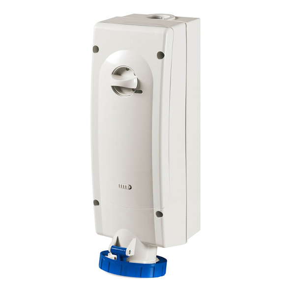 Розетка настенная с механической блокировкой и боковым расположением разъема IP67 63А 2P+E 230В DKC