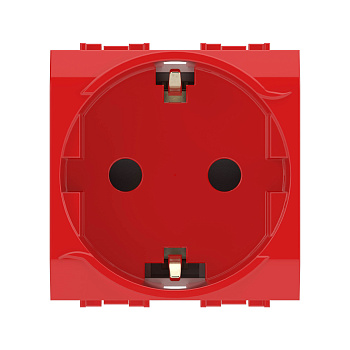 Электрическая розетка, с заземлением, со шторками, красная, 2 мод. DKC