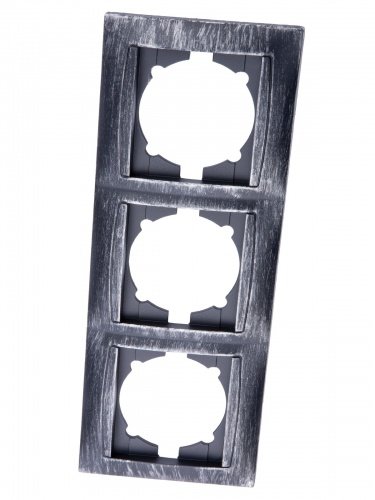 Рамка 3-х постовая горизонтальная старинное серебро "Лама" TDM фото 3