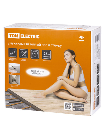 Двухжильный теплый пол в стяжку "ПРОФИ", 63 м, 1300 Вт, S укладки 7,6-10,8 м², TDM