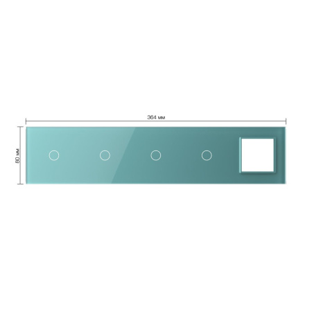Панель для 4-х сенсорных выключателей и розетки, 4 клавиши (1+1+1+1), цвет зеленый, стекло Livolo