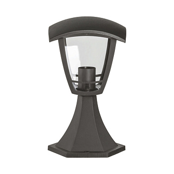 11-157 Светильник садово-парковый, столб малый, «Валенсия», Е27х60Вт, 4-х гранный, пластик, серый, прозрачный поликарбонат, 164х169х290мм, APEYRON