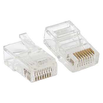 Коннектор RJ-45 TERACOM неэкранированный 8P8C Cat,5E универсальный (упак,10шт) EKF