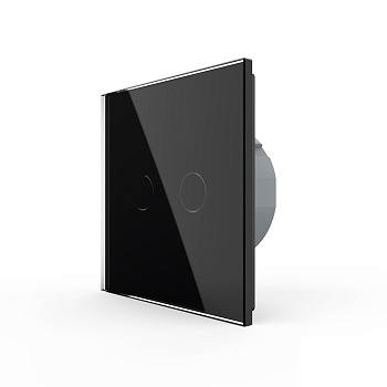 Сенсорный выключатель 2 клавиши 1 пост Черный Livolo