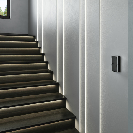 Выключатель одноклавишный с подсветкой (черный/хром) Gallant ОУ IP20 Werkel