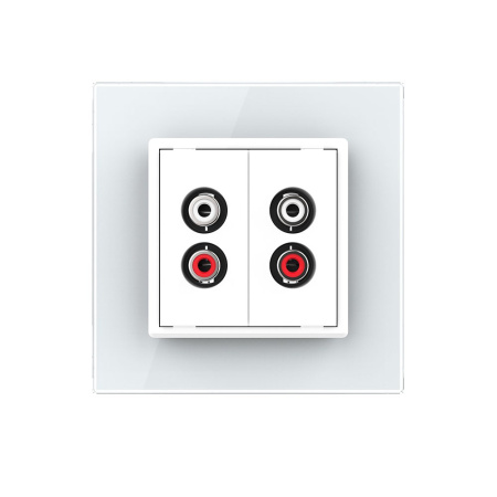 Розетка аудио RCA "2-ой тюльпан" двойная Белая Livolo