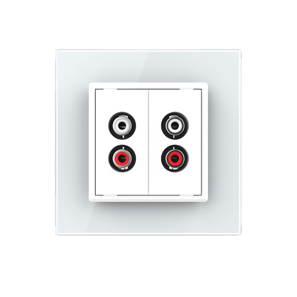 Розетка аудио RCA "2-ой тюльпан" двойная Белая Livolo Розетка аудио RCA "2-ой тюльпан" двойная Белая Livolo