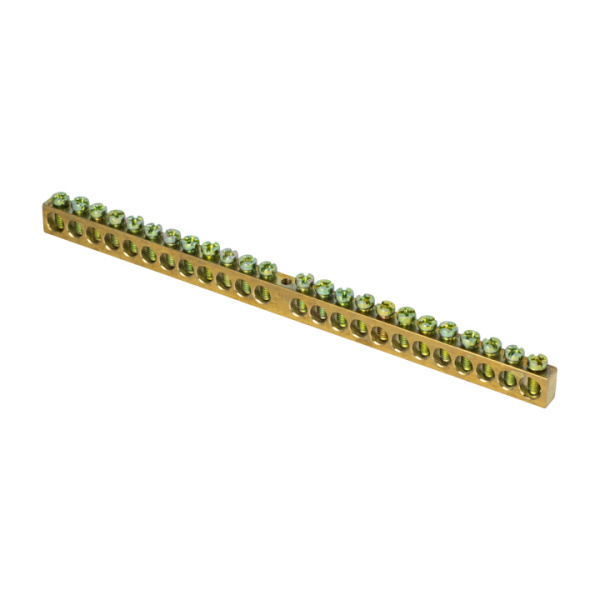 Шина PEN "ноль-земля" (8х12мм) 24 отверстия латунь крепеж по центру PROxima EKF