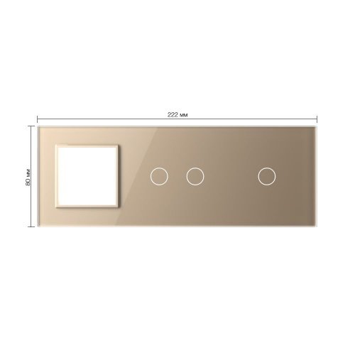 Панель для розетки и двух сенсорных выключателей, 3 клавиши (2+1), цвет золотой, стекло Livolo фото 2