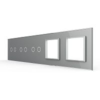 Панель для 3-х сенсорных выключателей и 2-х розеток, 6 клавиш (2+2+2), цвет серый, стекло Livolo