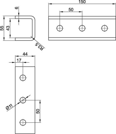 Крепление приварное для профилей BPL-41/BPM-41/BPD-41, не оцинкованное DKC