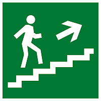 Знак эвакуационный E 15 "Направление к эвакуационному выходу по лестнице вверх" 200х200 мм, пластик ГОСТ Р 12,4,026-2001 EKF