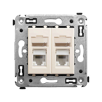 Компьютерная розетка RJ-45 в стену, кат.6 двойная,"Avanti", "Ванильная дымка" DKC