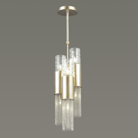 Подвес G9 6*5W 220V PERLA серебристый/стекло/металл.цепочки ODEON LIGHT