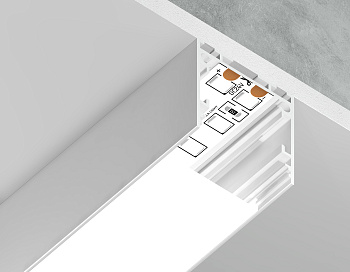 Алюминиевый профиль накл/подвес "Profile System" белый/матовый рассеив. 2000*25*25, 2 заглушки, 4 крепл. в компл. (для ленты до 23мм) Ambrella Light